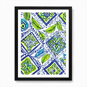 Blue And Green Paisley Art Print