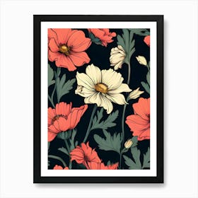 Seamless Pattern With Flowers 1 Art Print