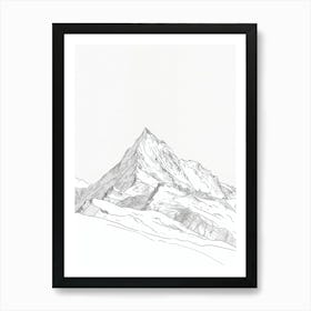 Mont Blanc France Italy Line Drawing 1 Art Print