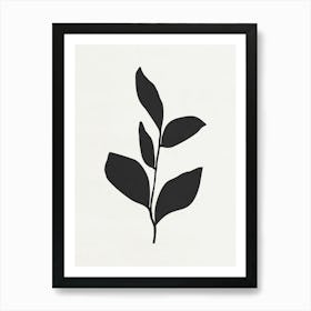 Minimalist Black Leaf 02 Art Print