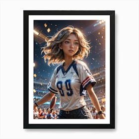 Anime Girl In Football Uniform Art Print