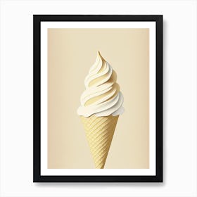 Ice Cream Dessert Retro Minimal Flower Art Print