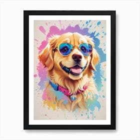 Funny Corgi Dog Wearing Glasses Art Print