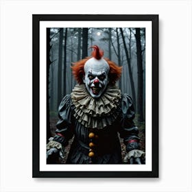 The Moonlit Clown’s Curse Spooky Clown Art Print