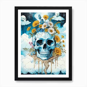 Surrealist Floral Skull Painting (55) Art Print