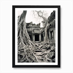 Krong Siem Reap, Cambodia, Black And White Old Photo 3 Art Print