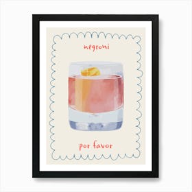 Negroni Por Favor Cocktail Kitchen Drink Art Print