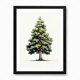 Cedar Tree Pixel Illustration 2 Art Print