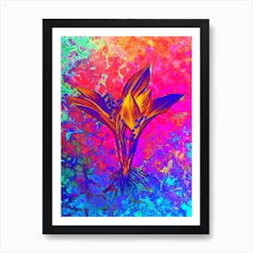 Lily of the Valley Botanical in Acid Neon Pink Green and Blue n.0108 Art Print