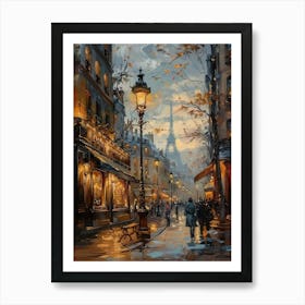 Paris at Dusk | Beautiful Evening Landscape Scenery Painting | Contemporary Art Print for Feature Wall | Vibrant Beautiful Wall Decor Cityscape in HD Art Print