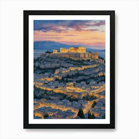 Acropolis At Dusk 1 Art Print