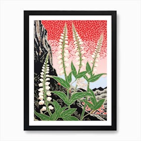 Suzuran Lily Of The Valley Vintage Botanical Woodblock Art Print