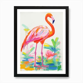 Colourful Bird Painting Greater Flamingo 2 Art Print