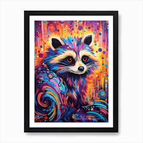 A Tanezumi Raccoon Vibrant Paint Splash 2 Art Print