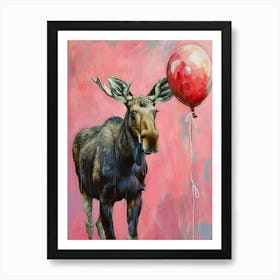 Cute Moose 1 With Balloon Poster