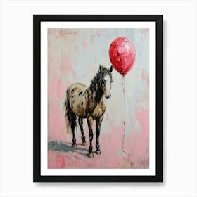 Cute Horse 3 With Balloon Art Print