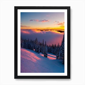 Ruka, Finland Sunrise Skiing Poster Art Print