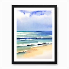 Newcastle Beach, Australia Watercolour Art Print