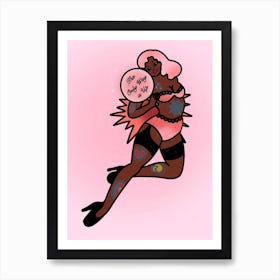 The Only Way Is Up Pink Haired Black Pin Up Art Print