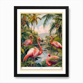 Greater Flamingo Italy Tropical Illustration 5 Poster Art Print