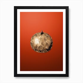 Gold Botanical Orange on Tomato Red n.0642 Art Print