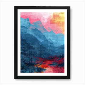 Sunset In The Mountains | Pixel Art Series 4 Art Print