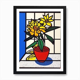 Dahlia Flower Still Life  3 Pop Art Style Art Print