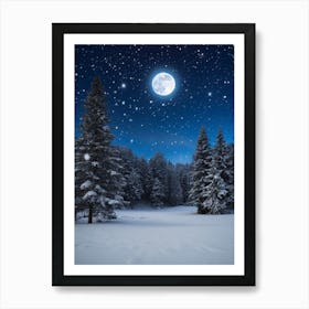 A Beautiful Snowy Night Wall Art Decoration Art Print