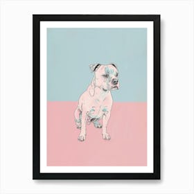 Pastel Staffordshire Bull Terrier Dog Pastel Line Illustration 4 Art Print