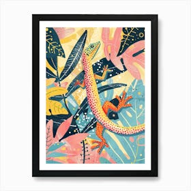 Colourful Rainbow Lizard Modern Abstract Illustration 3 Art Print