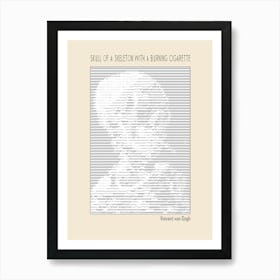 Ascii art Minimalist – Skull Of A Skeleton With A Burning Cigarette – Classic Painting Art Print