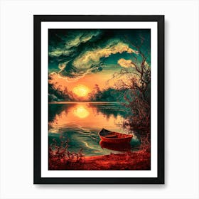 Sunset By The Lake Art Print