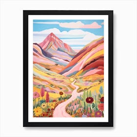 Rainbow Mountain Peru Hike Illustration Art Print