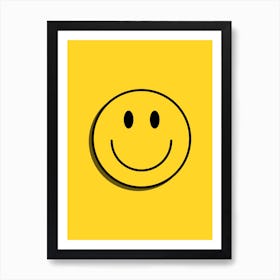 Smiley Face On Yellow Background Art Print
