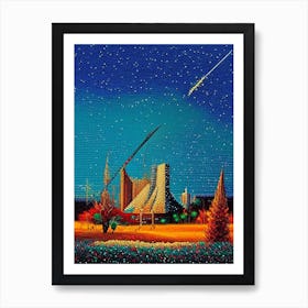 Broken Arrow, City Us  Pointillism Art Print