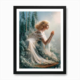 Collage Art of Beautiful Woman in The Forest #5 Art Print