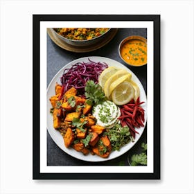 Assorted Indian Dishes Showcasing Freshness And Health Including A Vibrant Salad Of Julienned Carro Poster