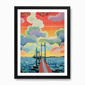 Oresun Bridge, Sweden Colourful 3 Art Print