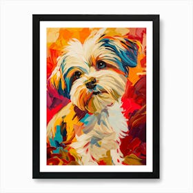 Maltese dog colourful painting Art Print