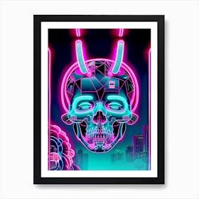 Neon Skull 5 Art Print