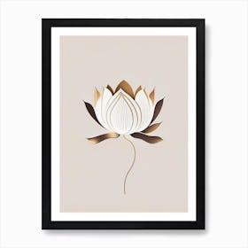 Lotus Flower In Garden Retro Minimal 1 Art Print