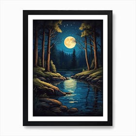 Moonlight In The Forest Art Print