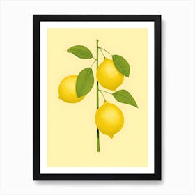Minimalistic Lemons On A Branch Art Print