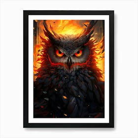 Owl Of Fire Art Print