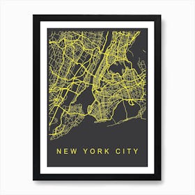 New York City Map Neon Art Print