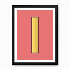 Letter I Gold Alphabet Pink Art Print