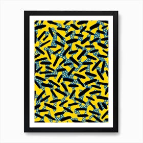 Yellow And Black Dots Art Print