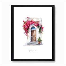 Split, Croatia   Mediterranean Doors Watercolour Painting 1 Poster Art Print