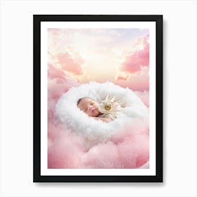 Baby Dragon Nestled In Sweet Embrace Of Cotton Candy Clouds Eyes Closed In Peaceful Slumber Cradl Art Print