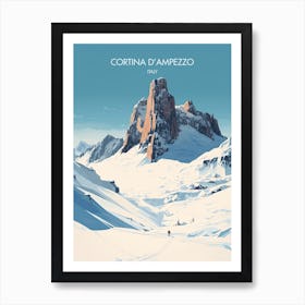 Poster Of Cortina D Ampezzo   Italy, Ski Resort Illustration 2 Art Print